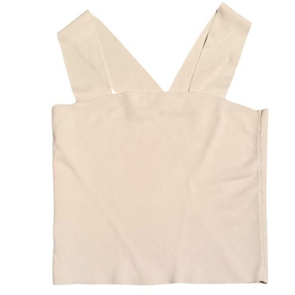 A.L.C. Size XS Lia Rib Knit Crop Tank Top White Coastal Clean Girl Minimalist - Picture 2 of 11